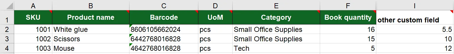 Excel Import Example